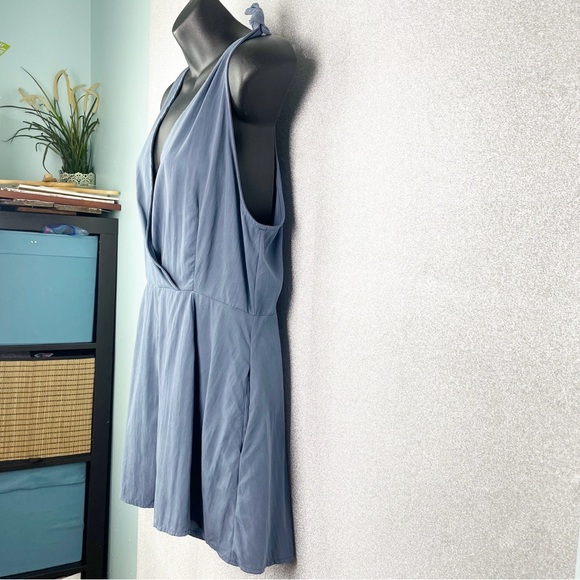 Sadie & Sage Deep V Plunge Romper Shorts Set Soft Indigo Blue NWT Anthropologie - Picture 5 of 12